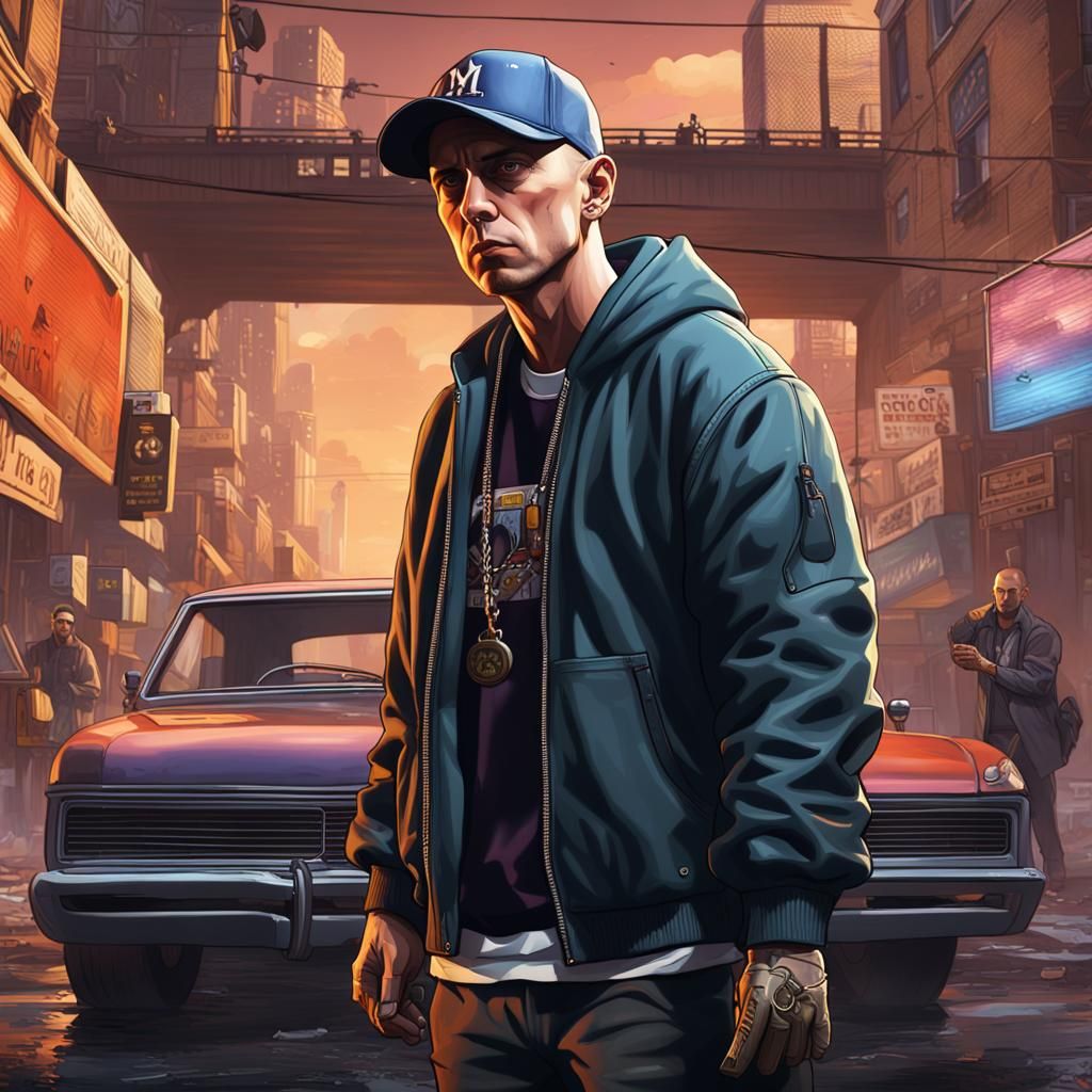 Marshall Mathers in Grand Theft Auto 6 Style