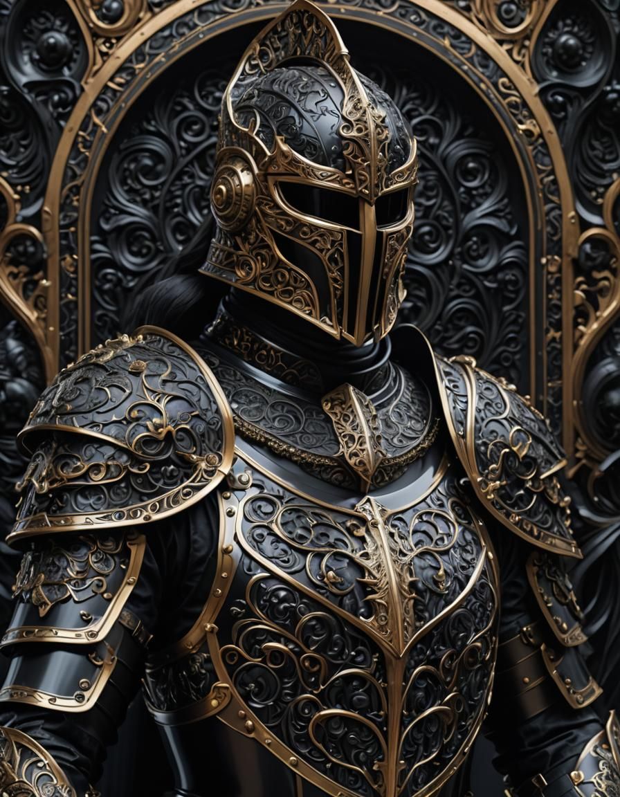 Dark Obsidian Knight with Intricate Armor
