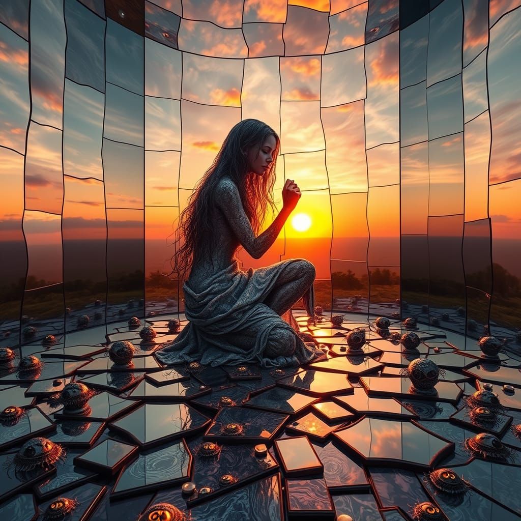 Surreal Fragmented Sculpture in Cosmic Style