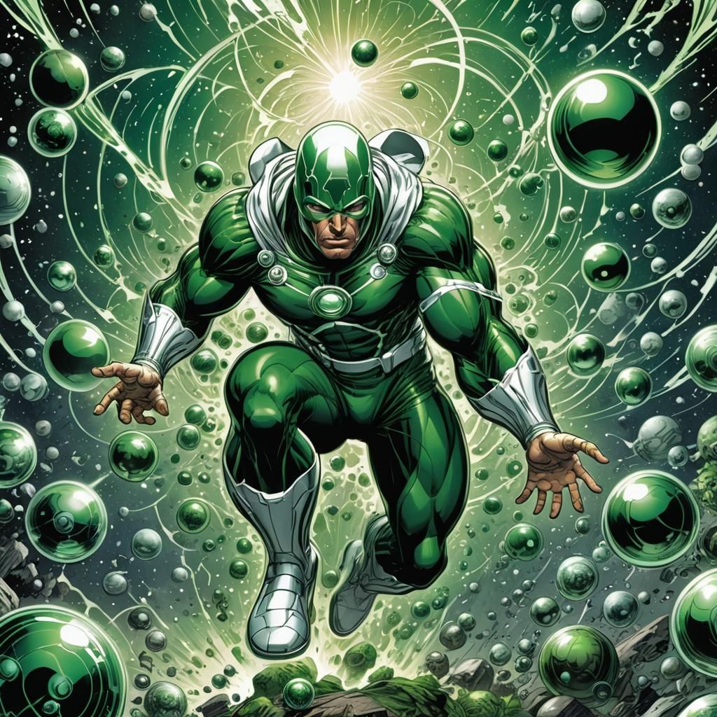 Energy Sphere Superhero in Comic Book Style
