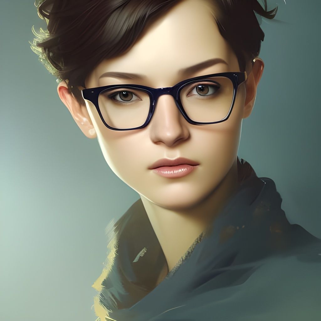 Detailed Portrait of Woman with Short Hair