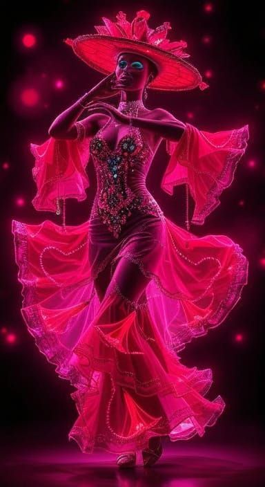 Flamenco Dancer in Neuro Glow Synapsis Style