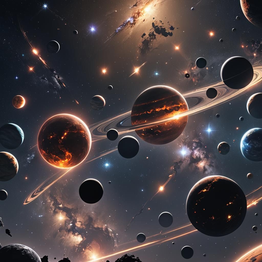 Anime-Inspired 3D Art of Stars and Planets