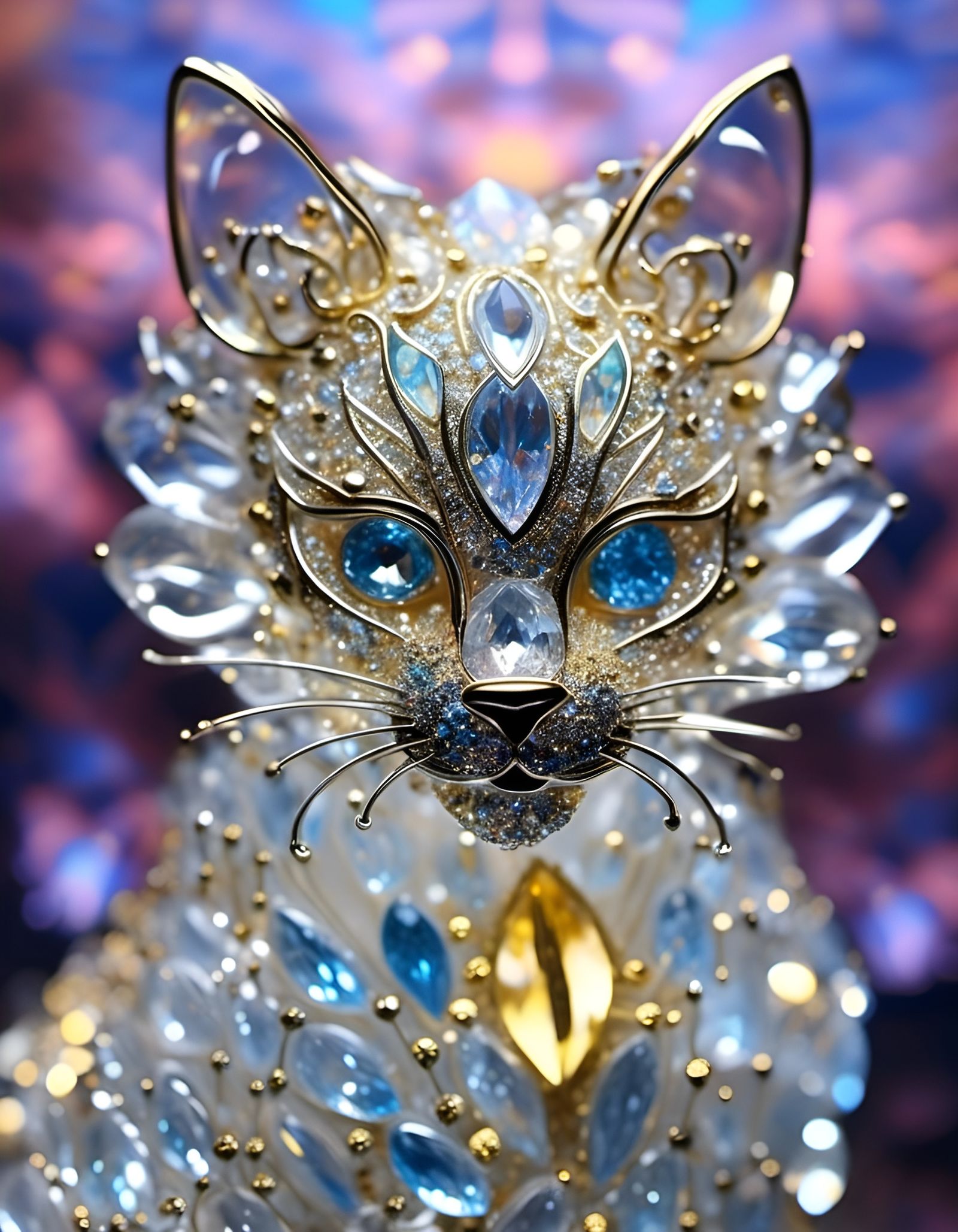 Transparent BattleCat in Gilt-Filament Glass Style