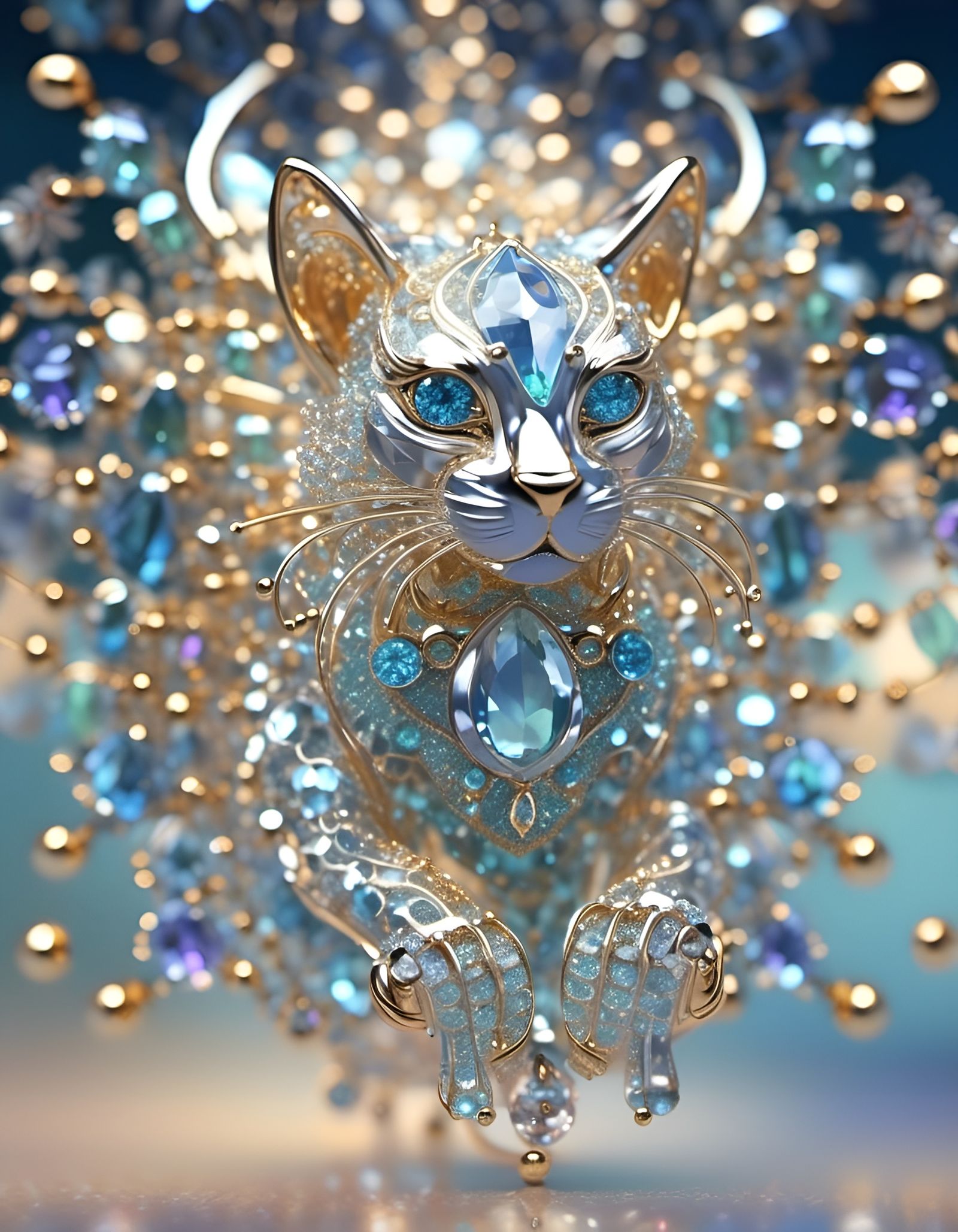 Transparent BattleCat with Gilt-Filament Glass Effect
