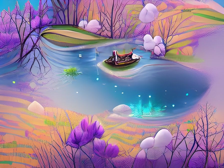 A little Boat in an enchanted pond