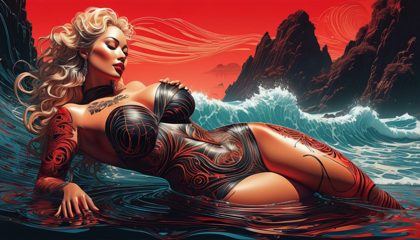 Sultry Cyberpunk Goddess in Neon Hues