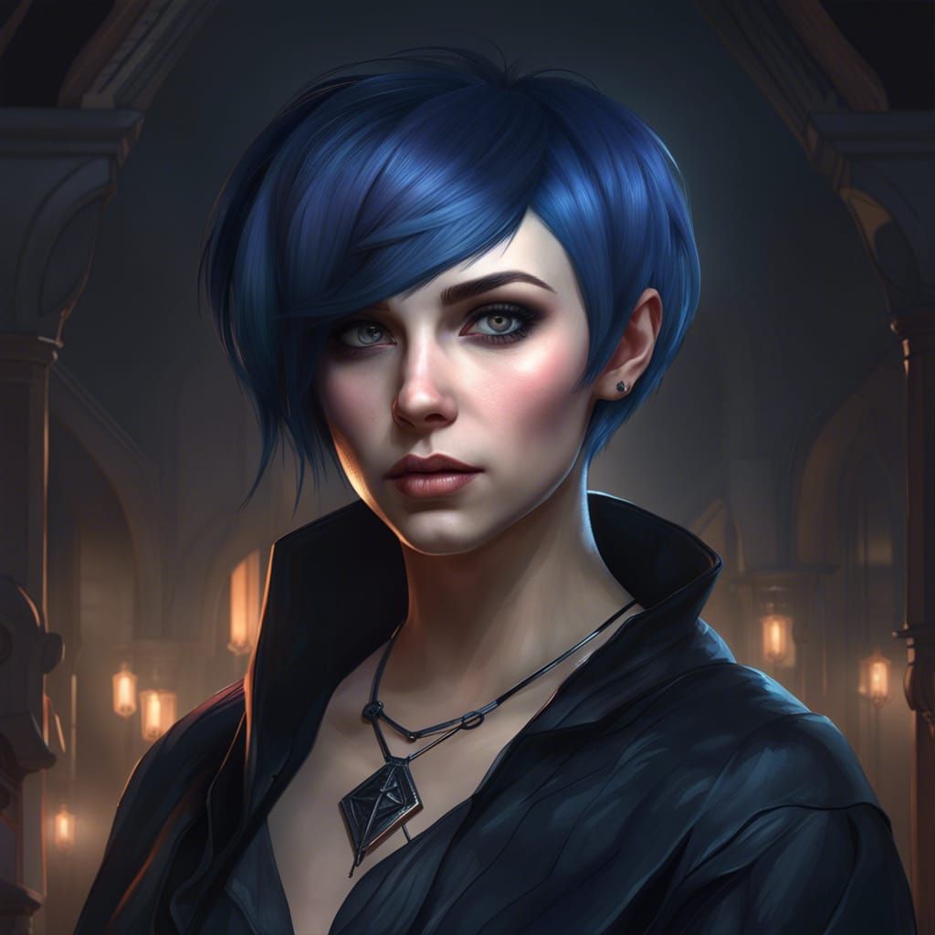 Attractive Goth Girl Portrait with Dynamic Lighting