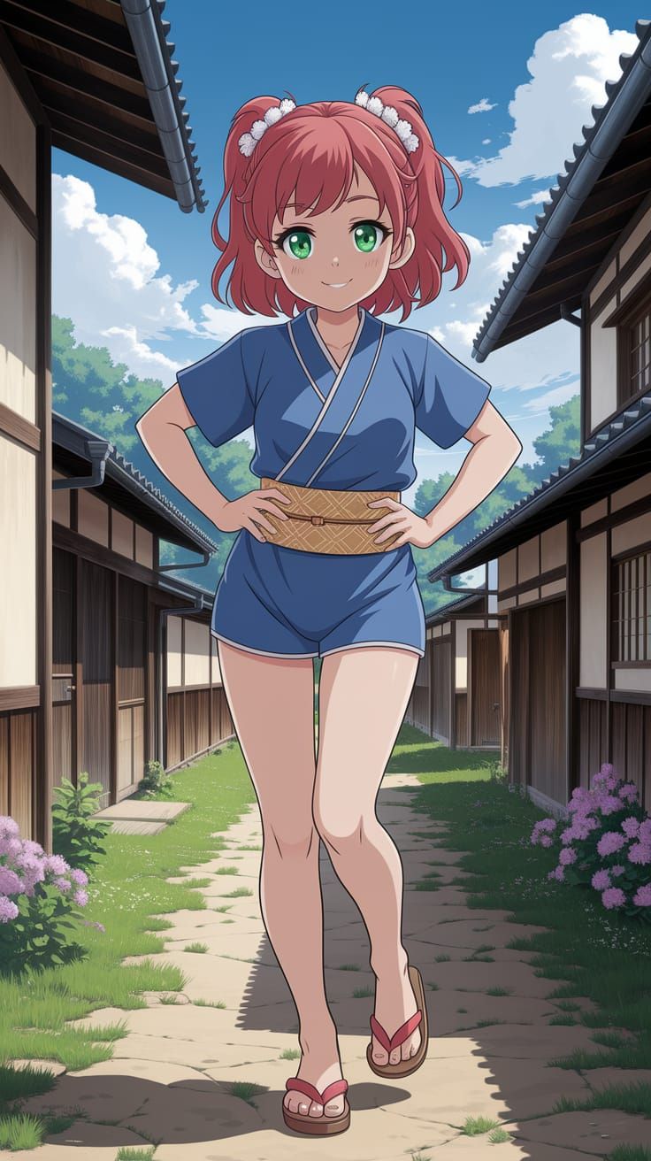 Confident Tomboy in Jinbei: Anime-Inspired Hyperrealism