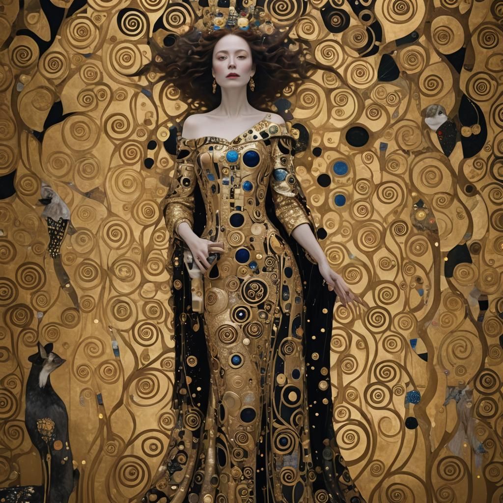 Ornate Digital Painting in Gustav Klimt's Style