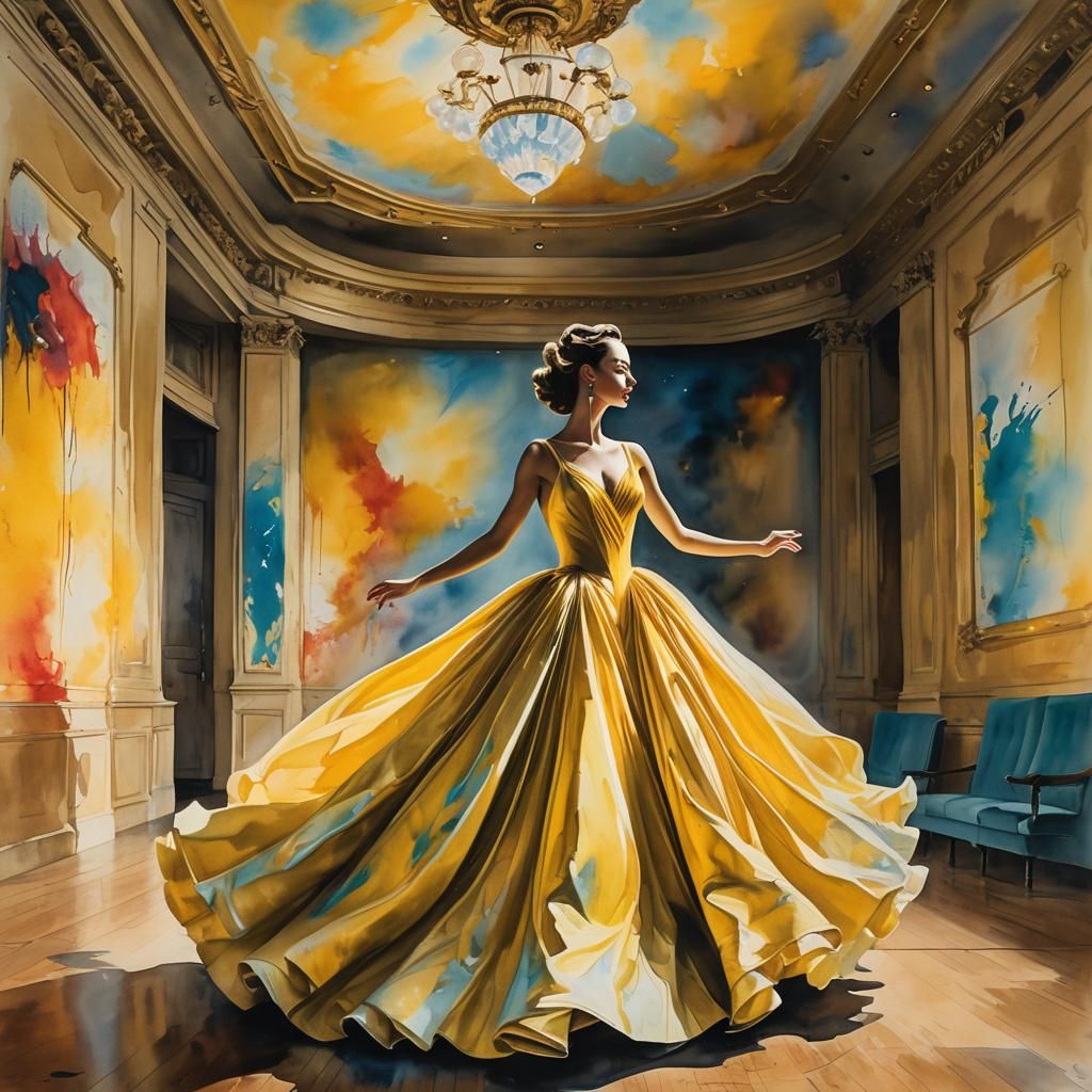 yellow ball gown