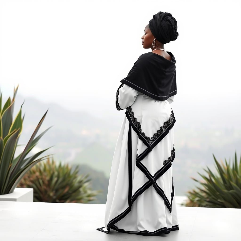 Young Xhosa Woman in Modern Garden Contemplation
