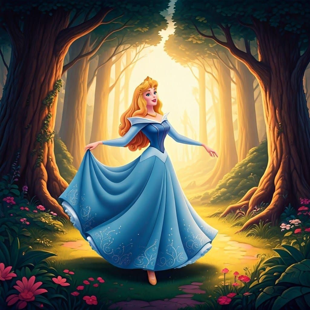 Aurora Dancing in the Forest, Disney Style