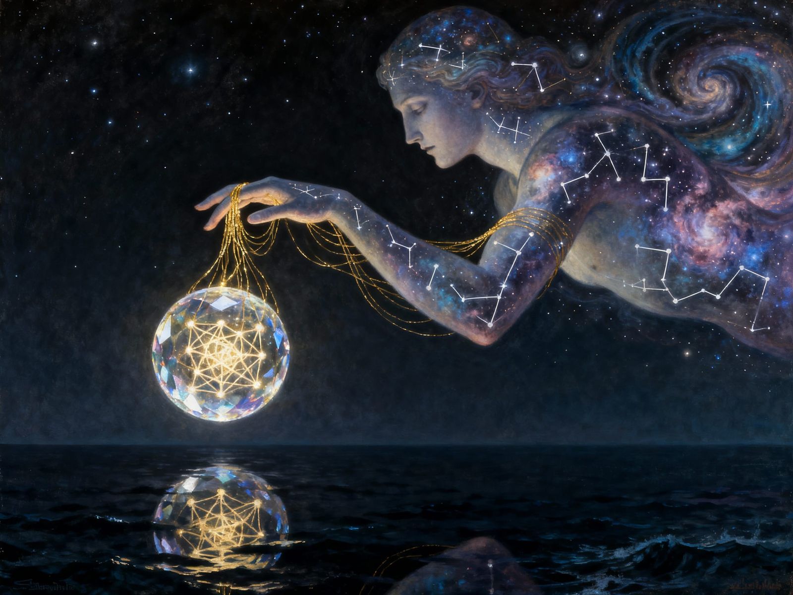 Cosmic Entity Weaving Constellations into a Neural Sphere