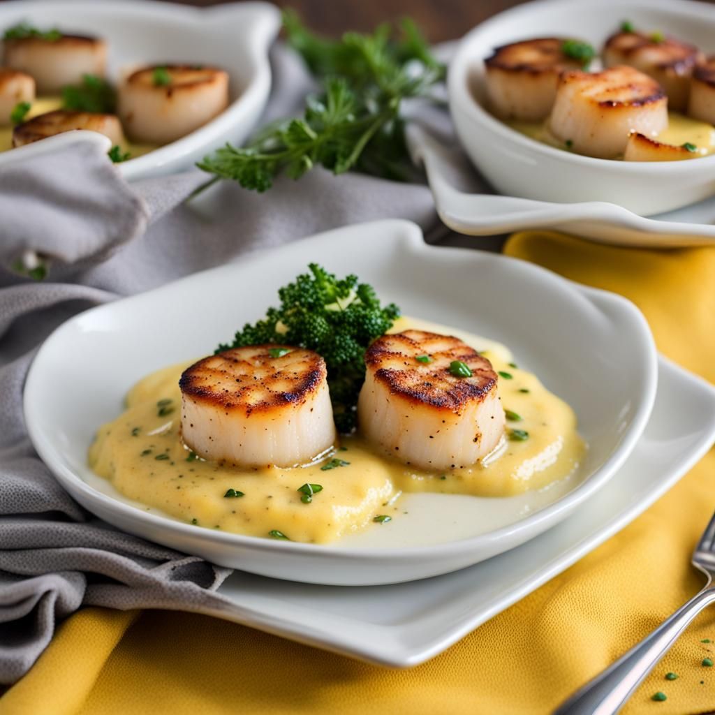 Lemon Pepper Scallops with Saffron Cream Sauce