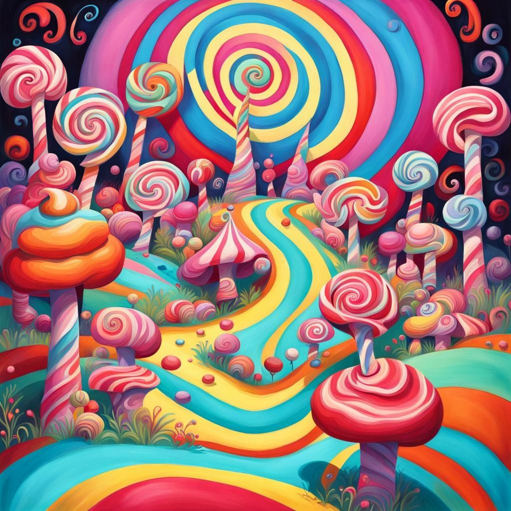 Creepy Candyland Wonderland in Gouache