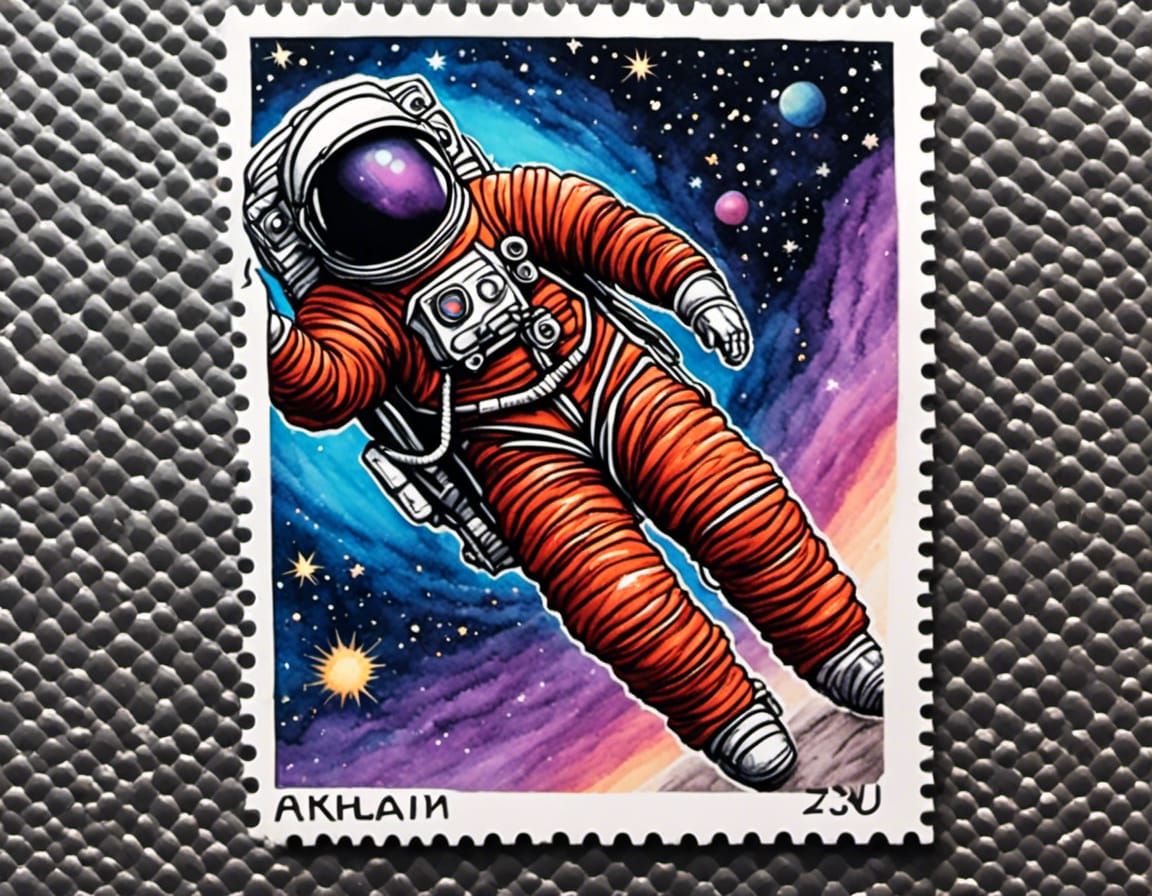 Vermillion spaceman postage stamp 2