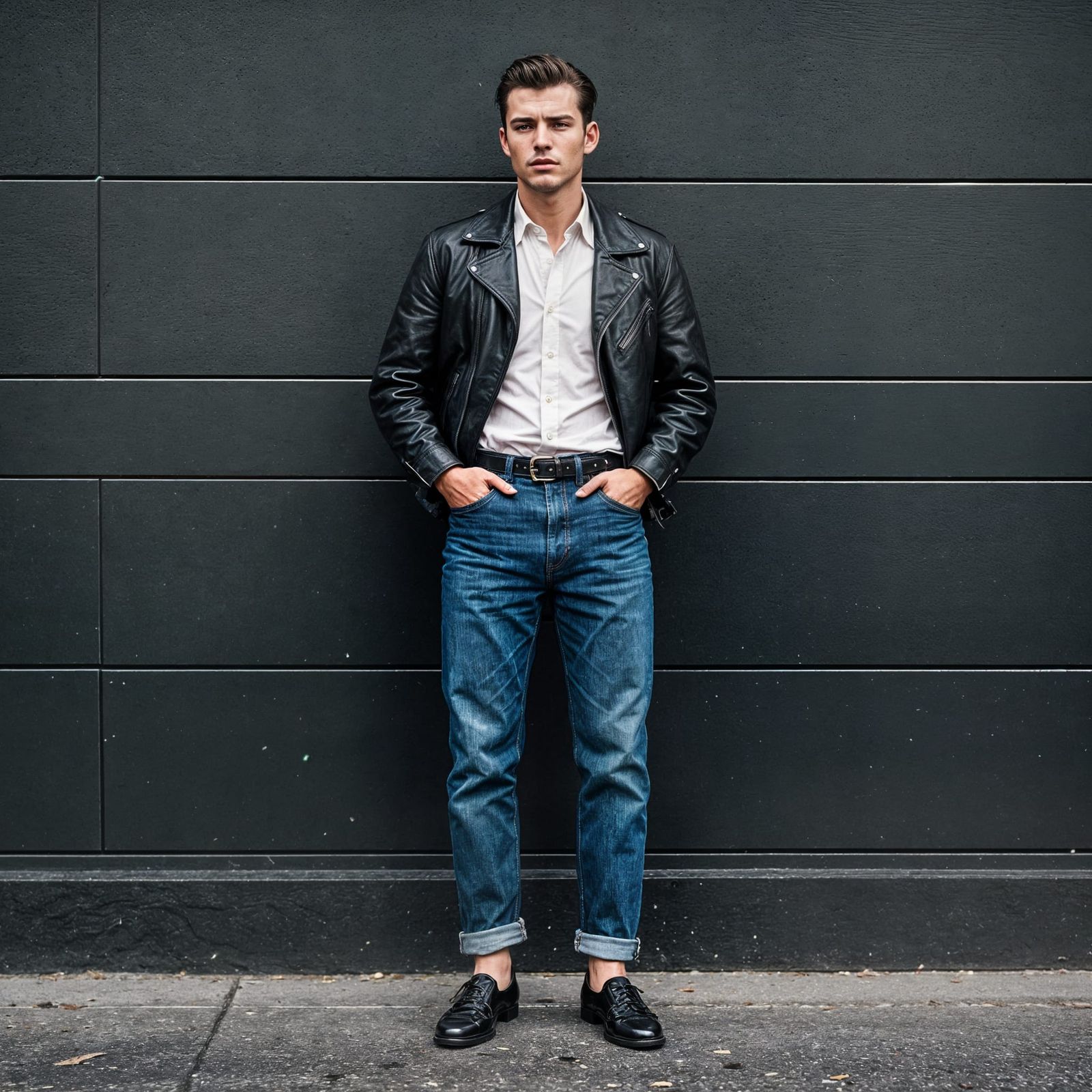 1950s Men's Fashion: Greaser in Leather Jacket, Film Still