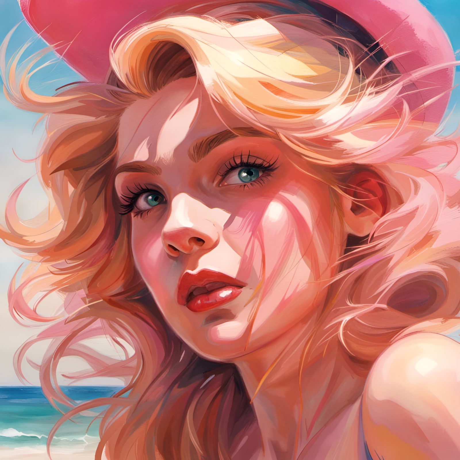Princess Peach on the Beach, Renaissance Portrait