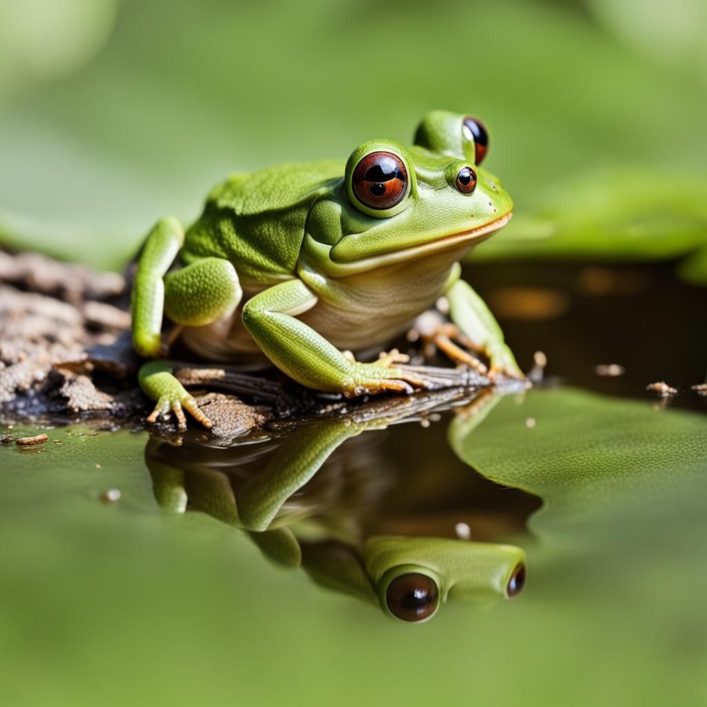 Insect's-Eye View: Frog About to Eat Insect