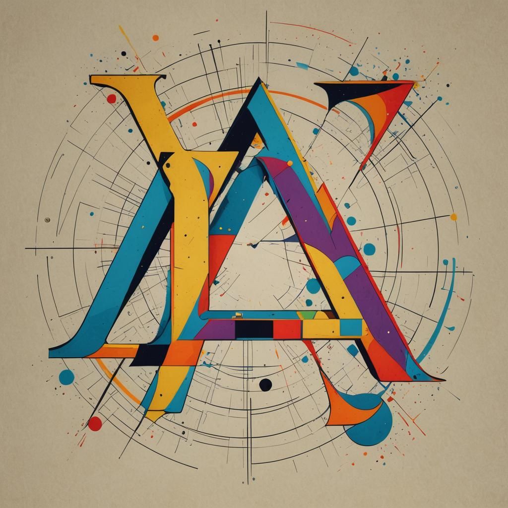 Pop Art Letter A in Geometric Bauhaus Style
