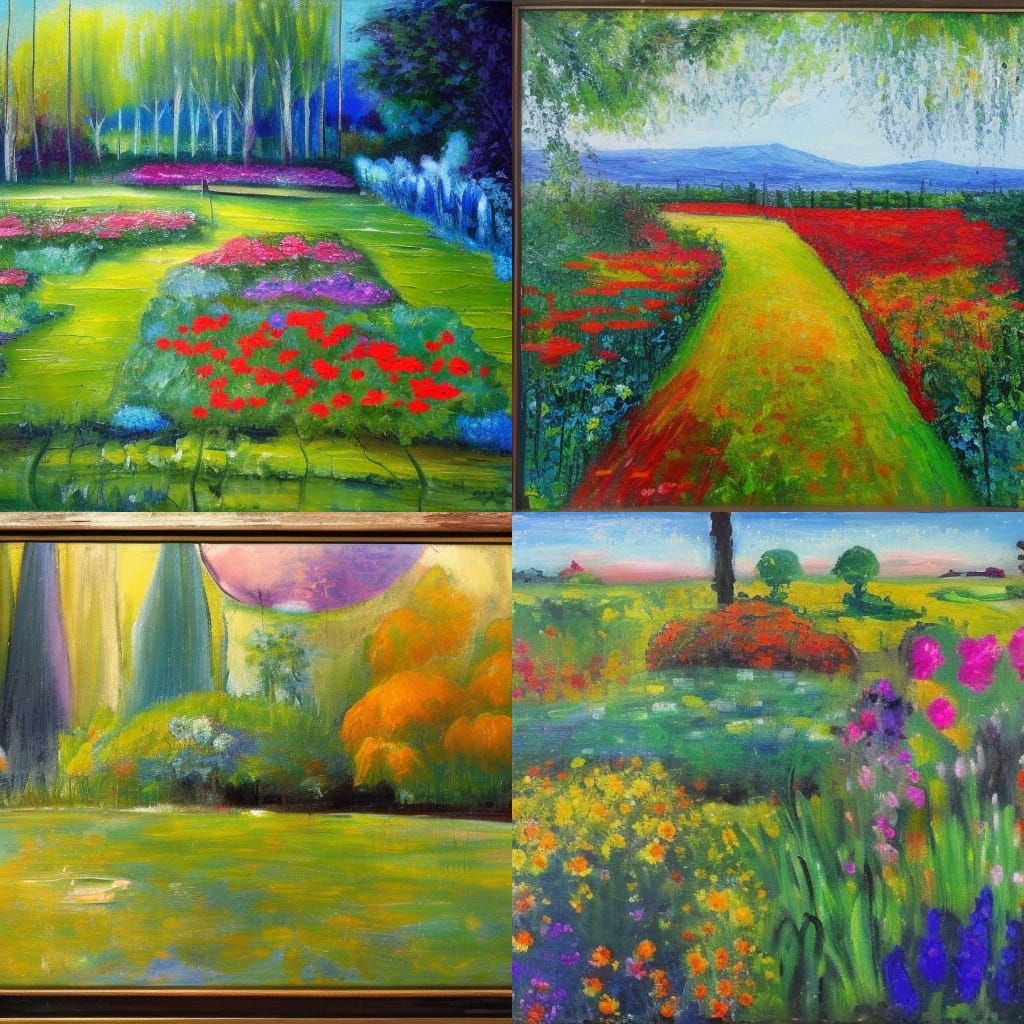Eden Garden in Neo-Impressionist Oil Painting Style