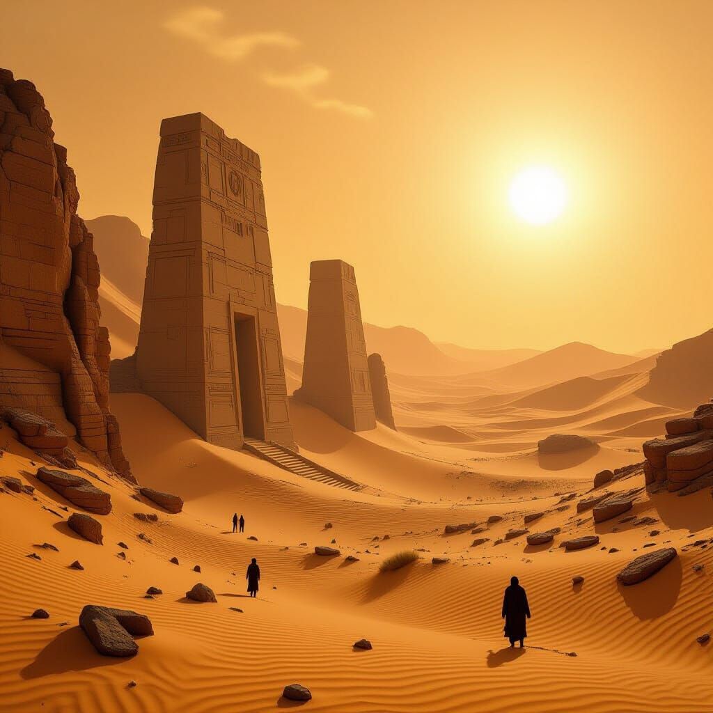Ancient Desert City Ruins in Shifting Dunes
