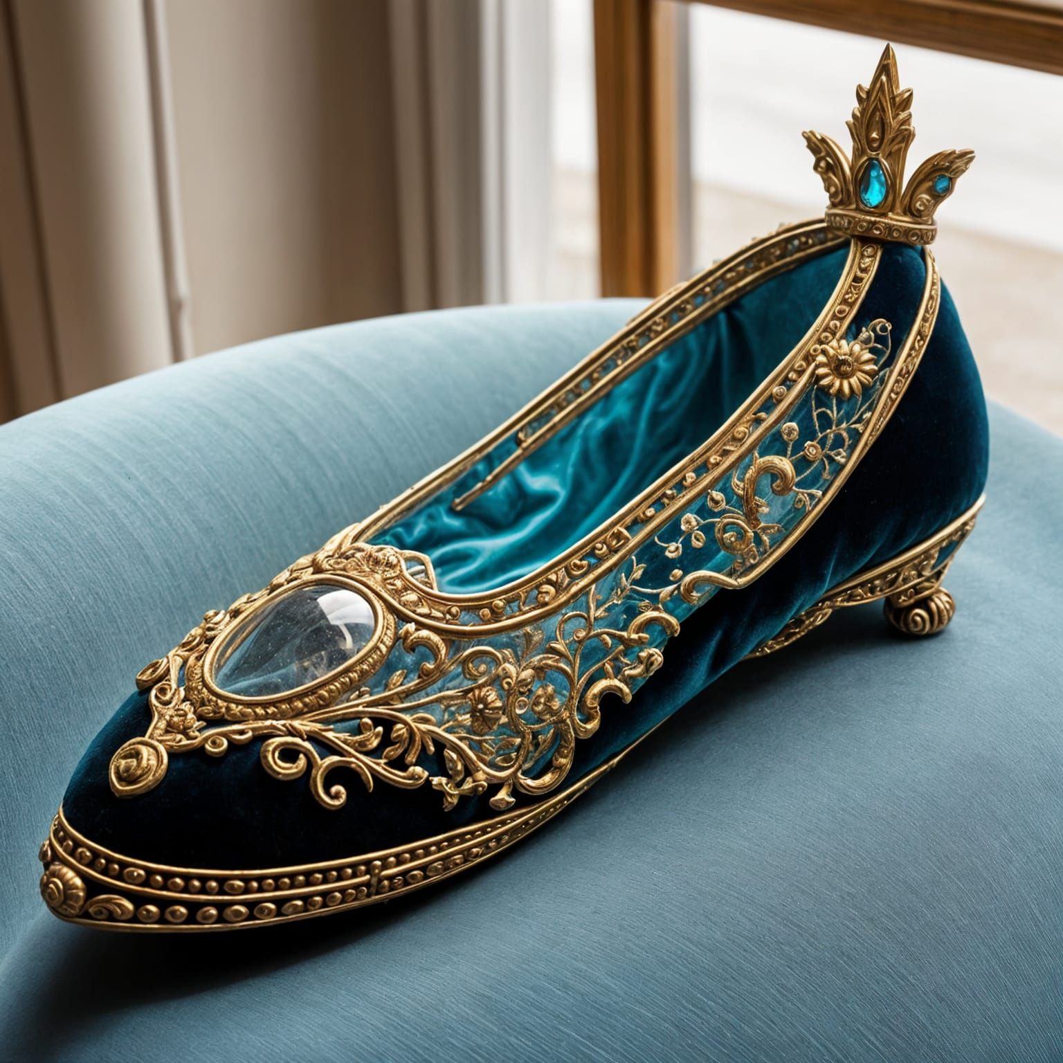 Glass Slipper on Velvet Cushion
