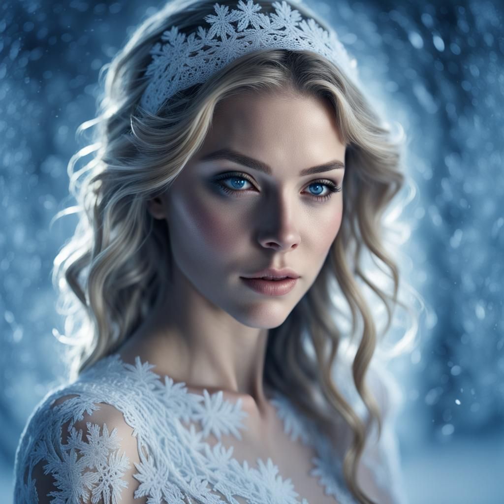 Icy Lace: Sydney Sweeney Inspired Snow Queen
