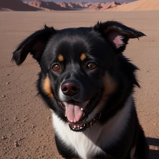 Demented Dog in Desert Landscape