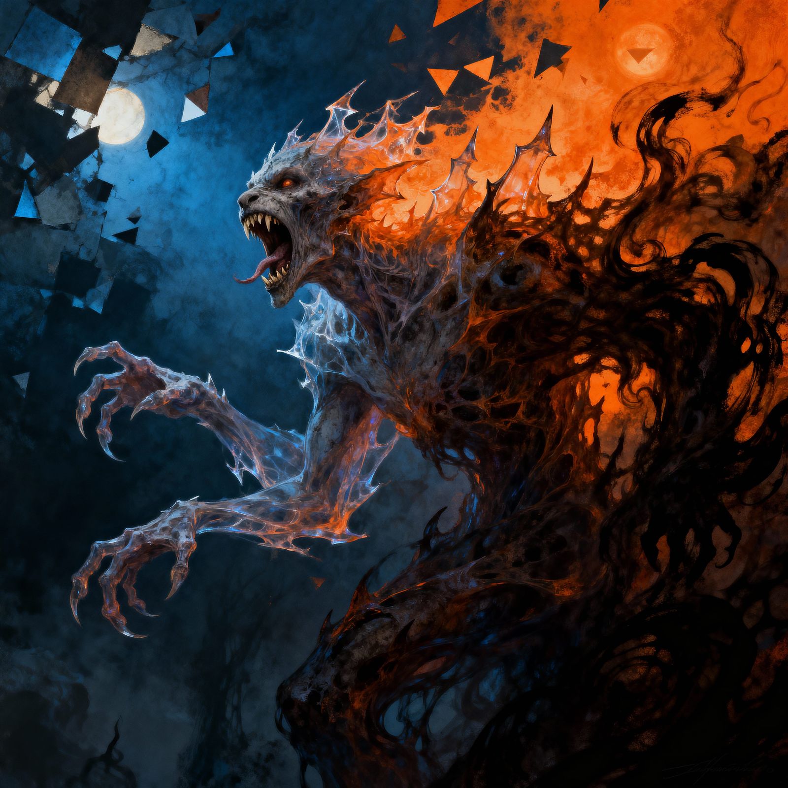 Sinister Figure in Split-Complementary Colors