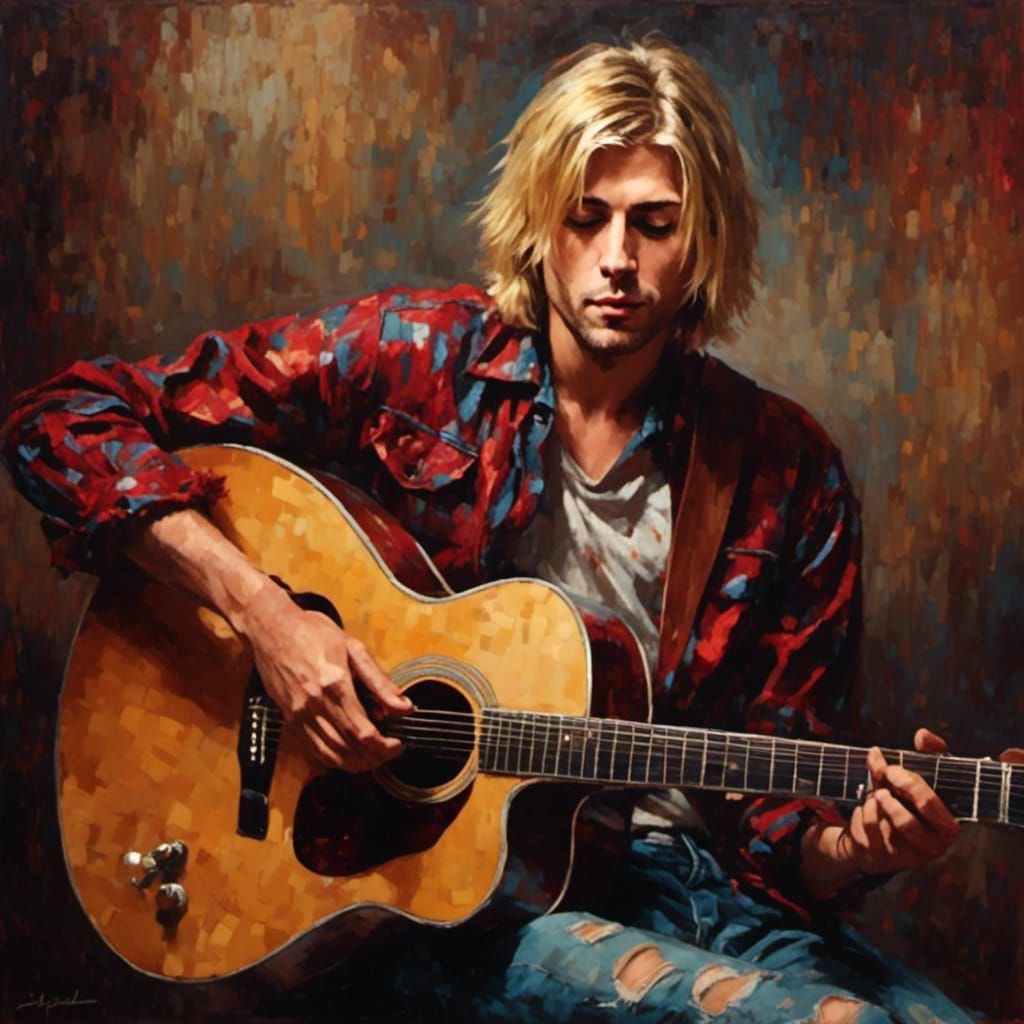 Kurt Cobain Rocks a Guitar in Rockabilly Style