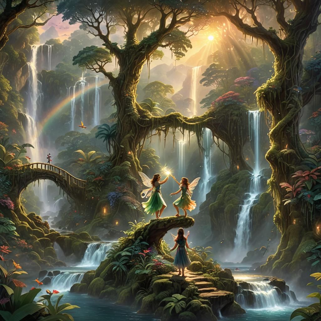 Fairies Dancing in Rainforest: Hyperrealistic Fantasy Art