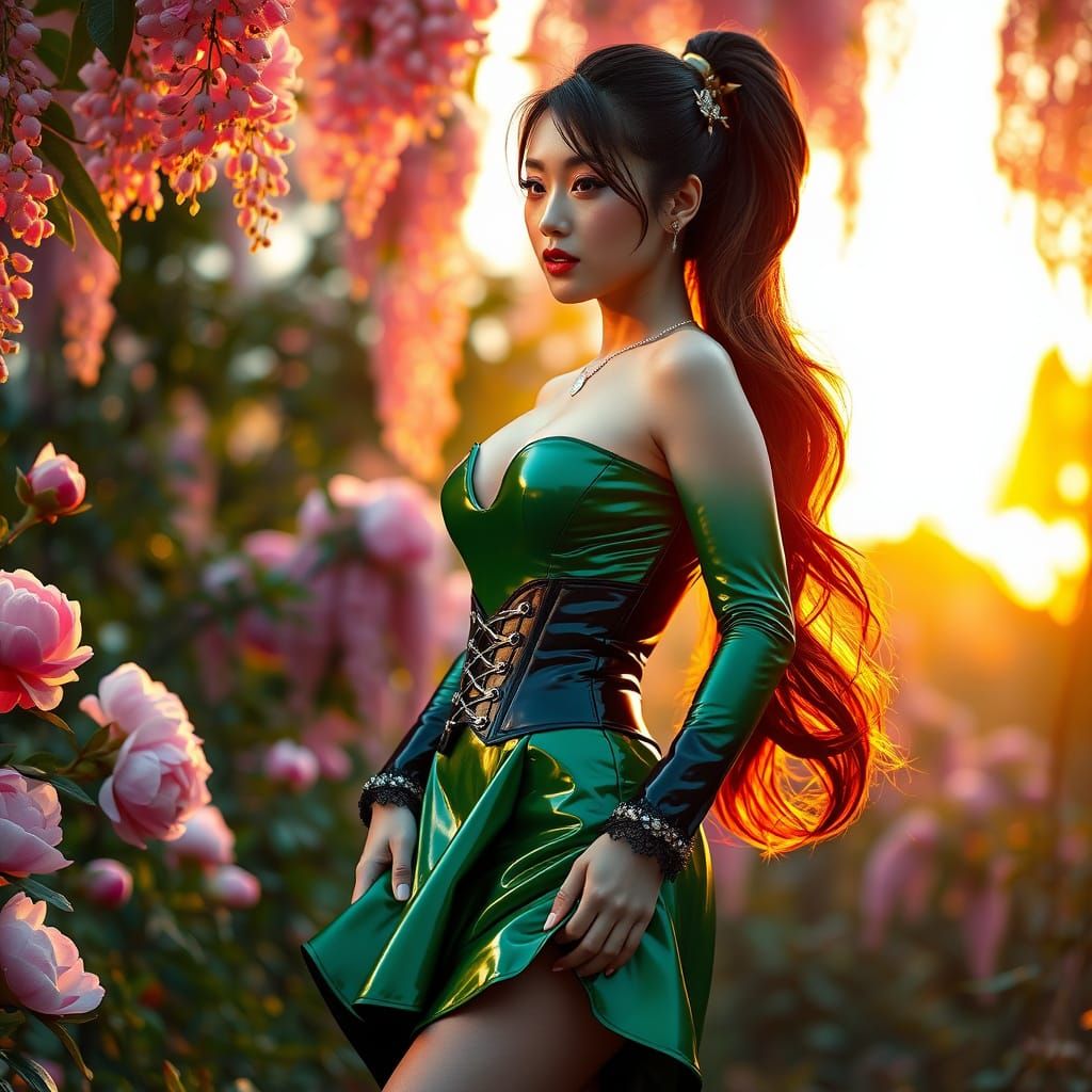 Japanese Goddess in Spring Garden