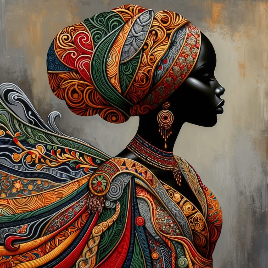 Vibrant Acrylic Silhouette of African Woman