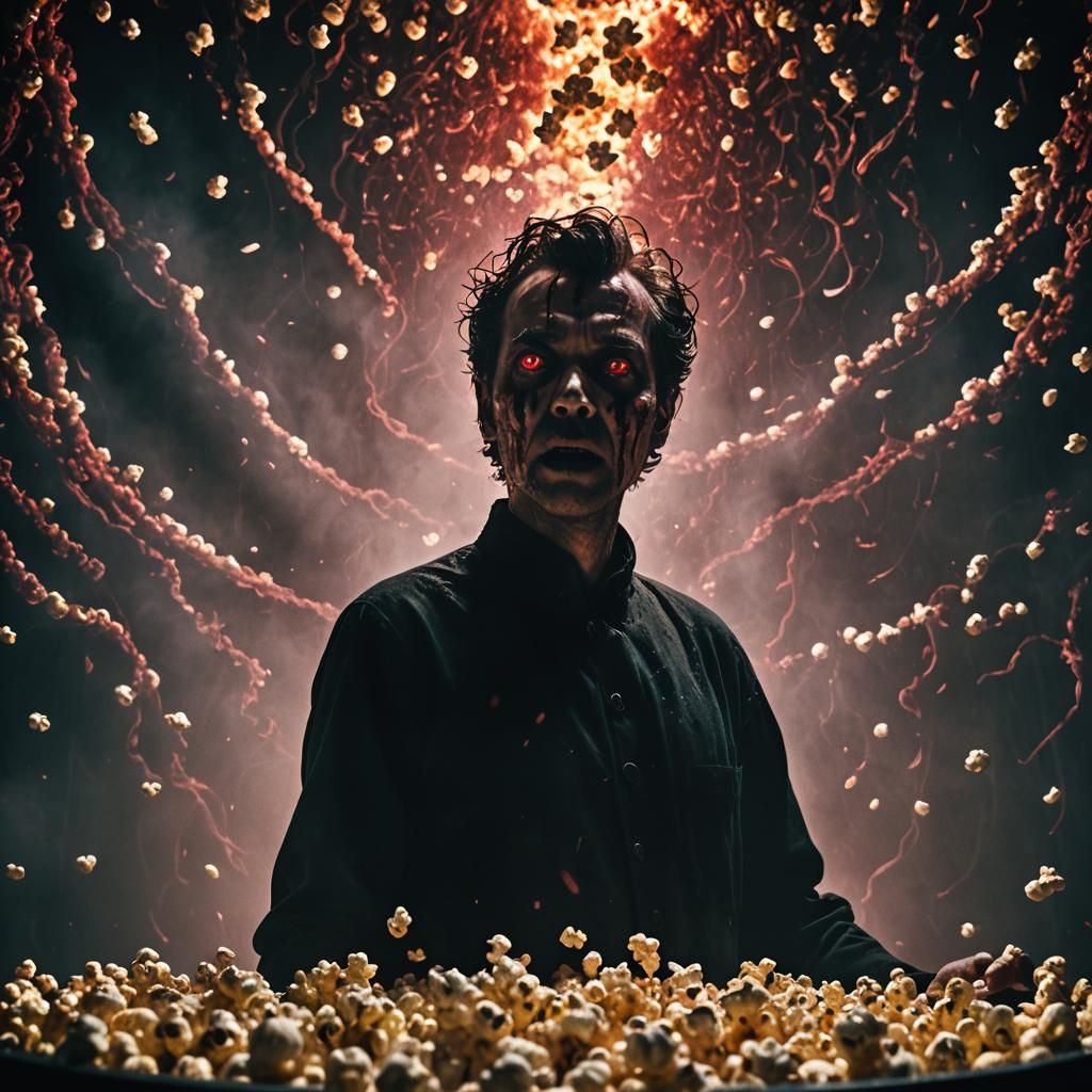 Sinister Figure Surrounded by Popcorn Vortex