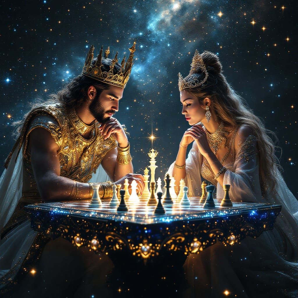 Divine Deities Engage in Cosmic Chess