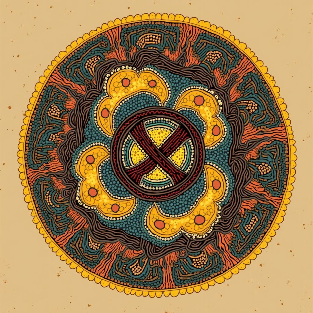 Intricate Arewa Symbol in Vibrant African Art Style