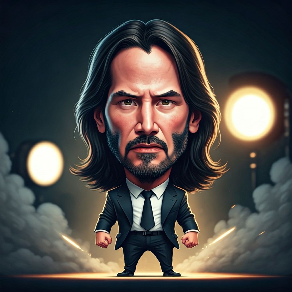 Keanu Reeves Caricature in Pixar Comic Style