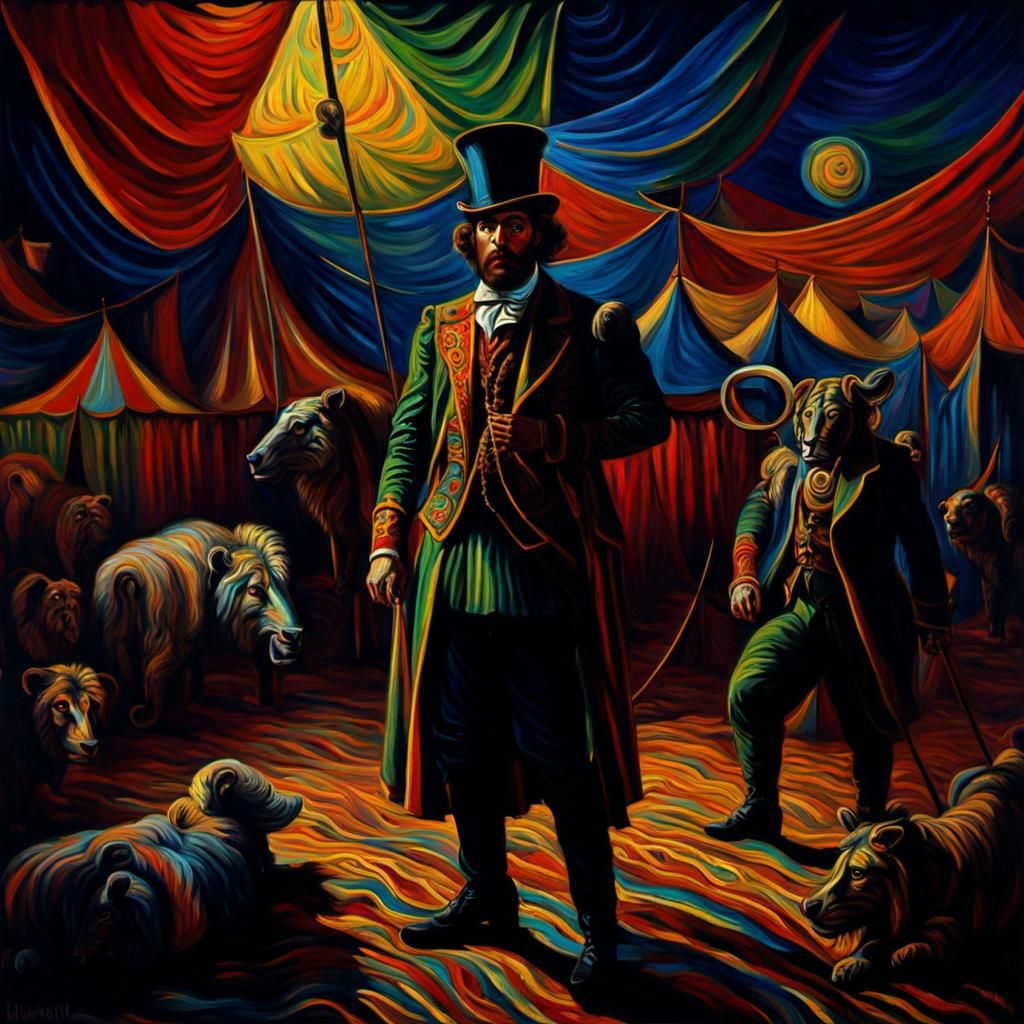 Psychedelic Circus: Expressionist Oil Painting
