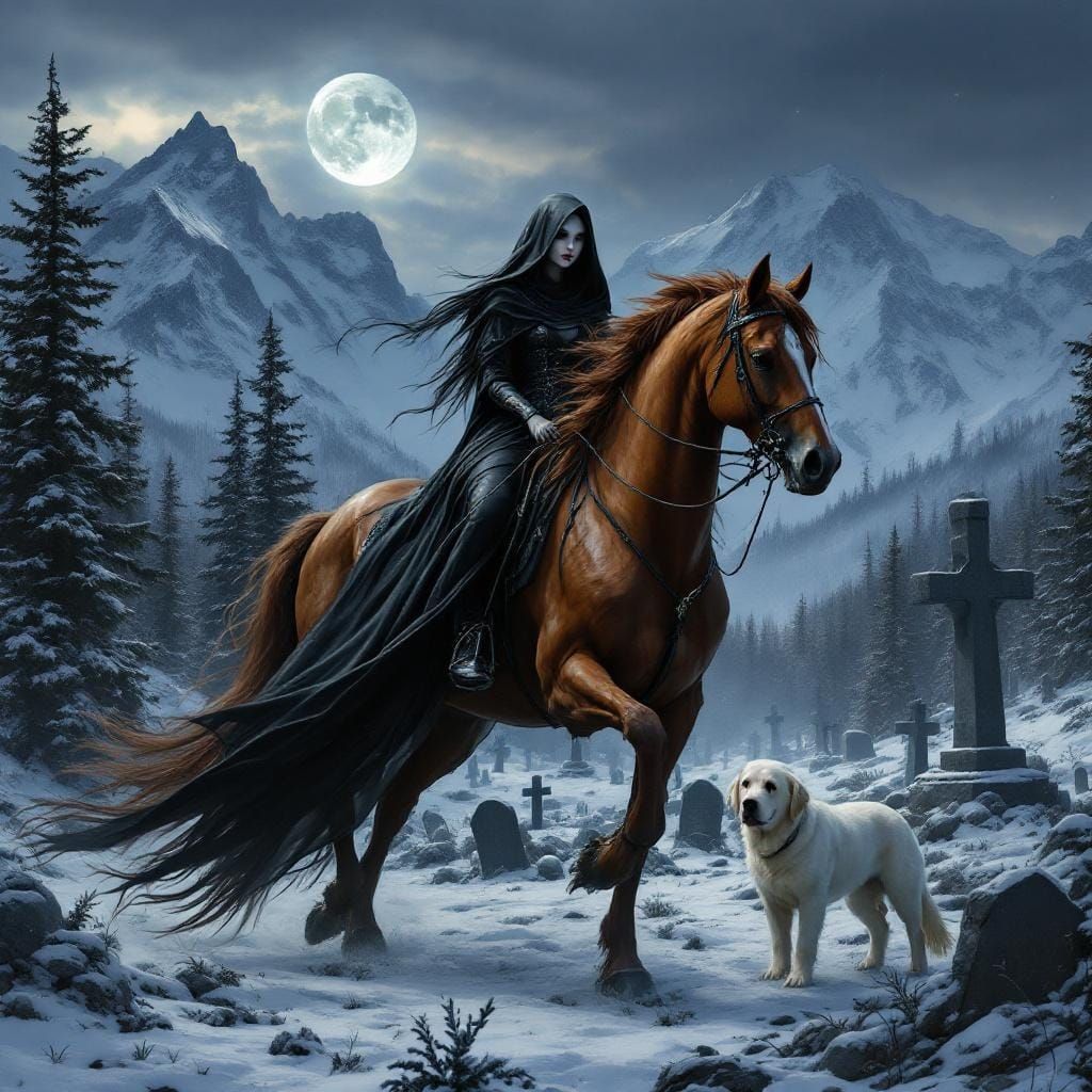 Plus Size Grim Reaper on Palomino Mare