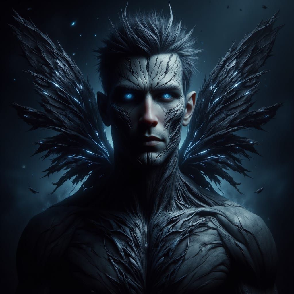 Dark Fantasy Man with Black Butterfly Wings