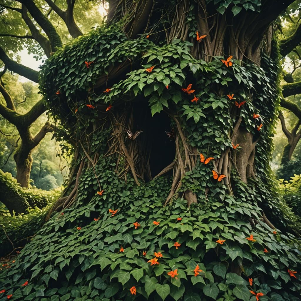 Ornate Tree with Insects in Cinematic Style