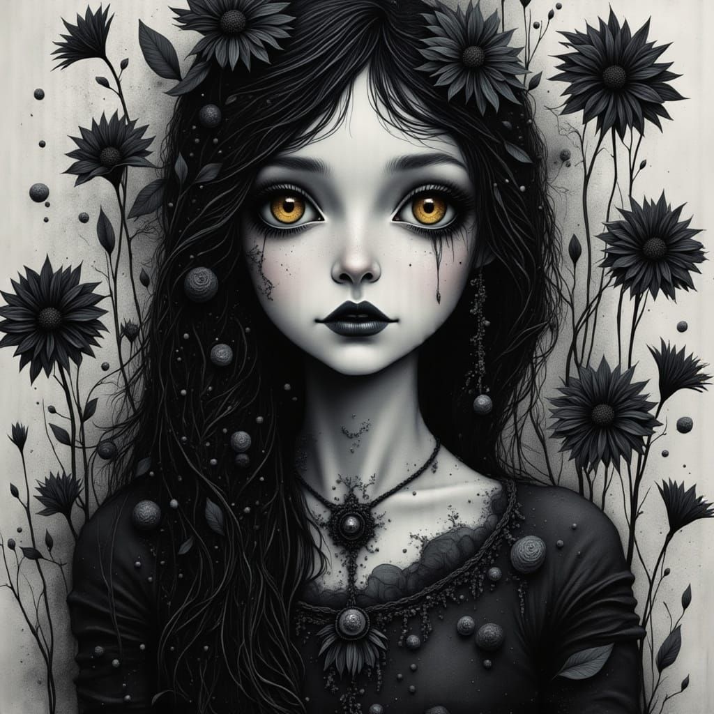 A rose among dahlias.