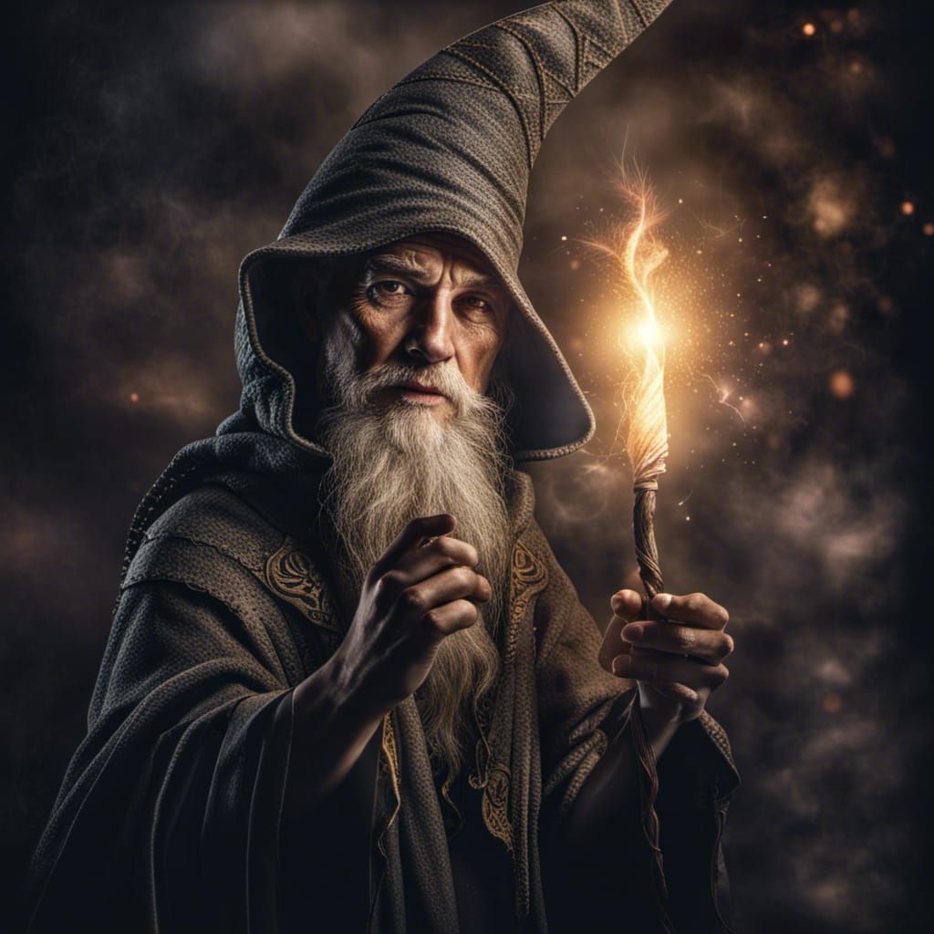 Wizard of Light and Shadow: Hyperrealistic Image
