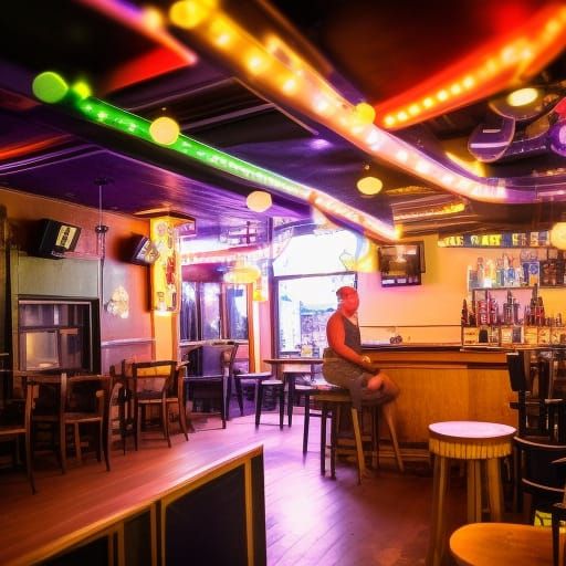 Cozy Gay Bar in Small Town: Photo-Realistic Interior