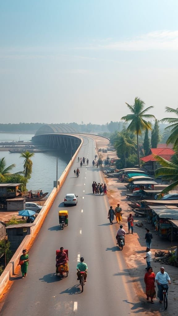 Coastal Village Life in Bangladesh, Sunny Day