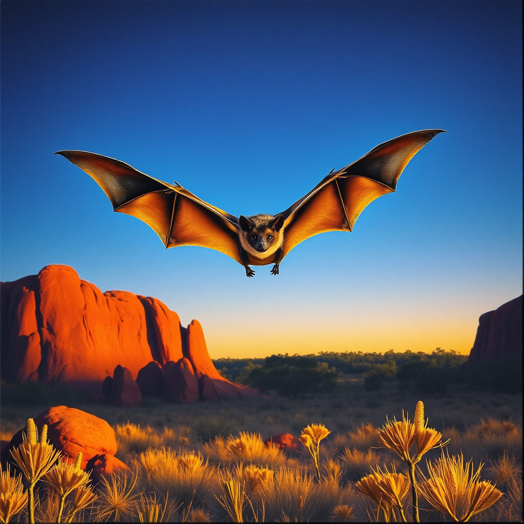 Flying Fox Soaring Through Australian Twilight