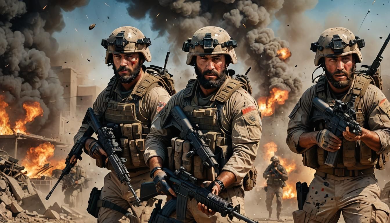 Marines in Combat: Hyperrealistic Concept Art in 8K