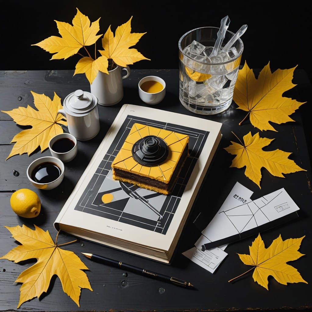 Symmetrical Still Life in Golden Pop Art